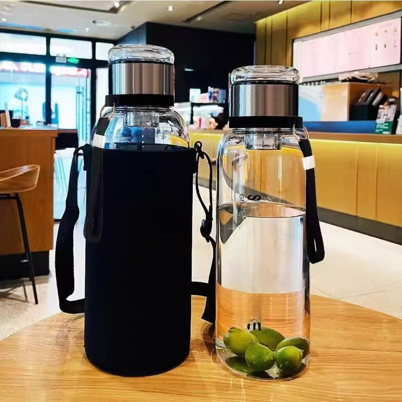 Heat-Resistant Glass Bottle with Infuser