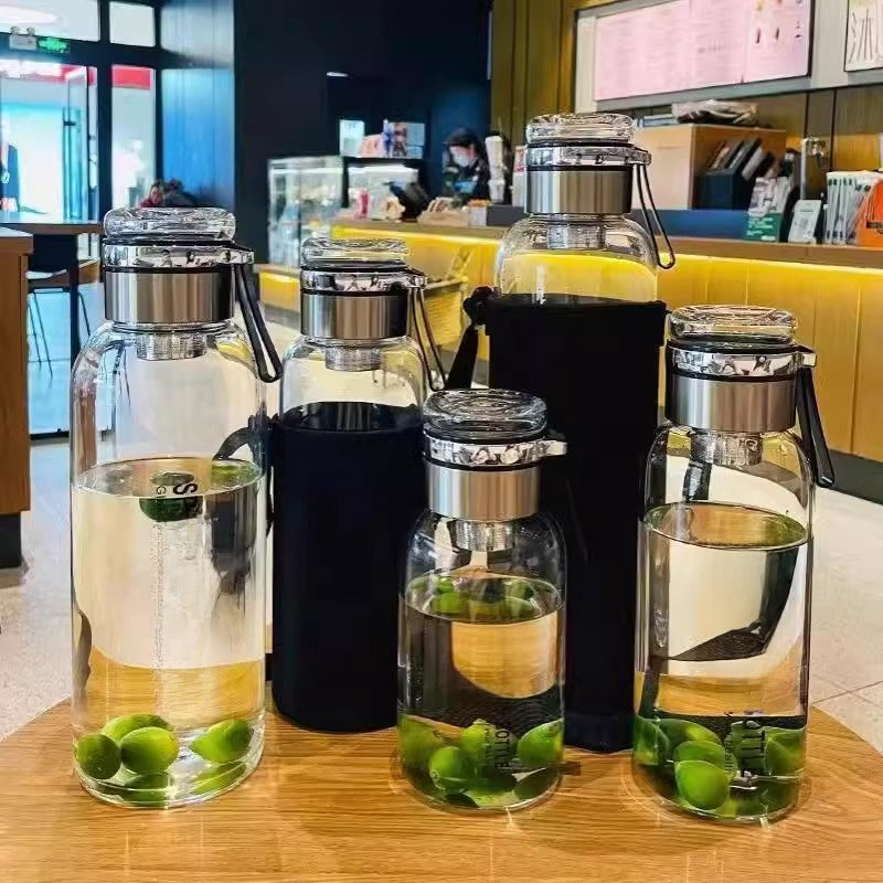Heat-Resistant Glass Bottle with Infuser