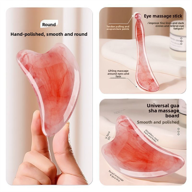 Natural Resin 2-Piece Facial Drainage Set (Gua Sha + Acupressure Stick)