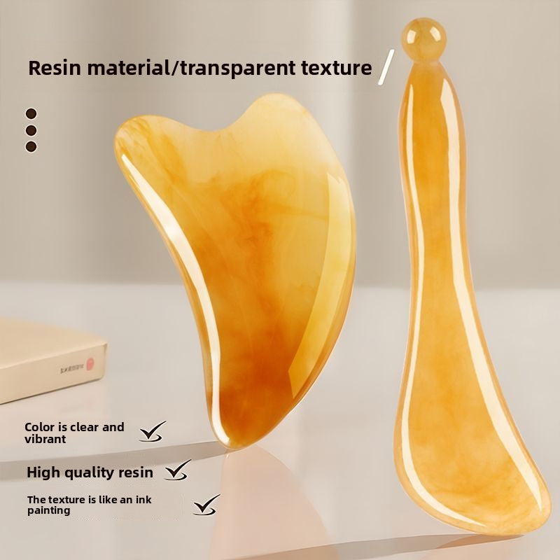Natural Resin 2-Piece Facial Drainage Set (Gua Sha + Acupressure Stick)